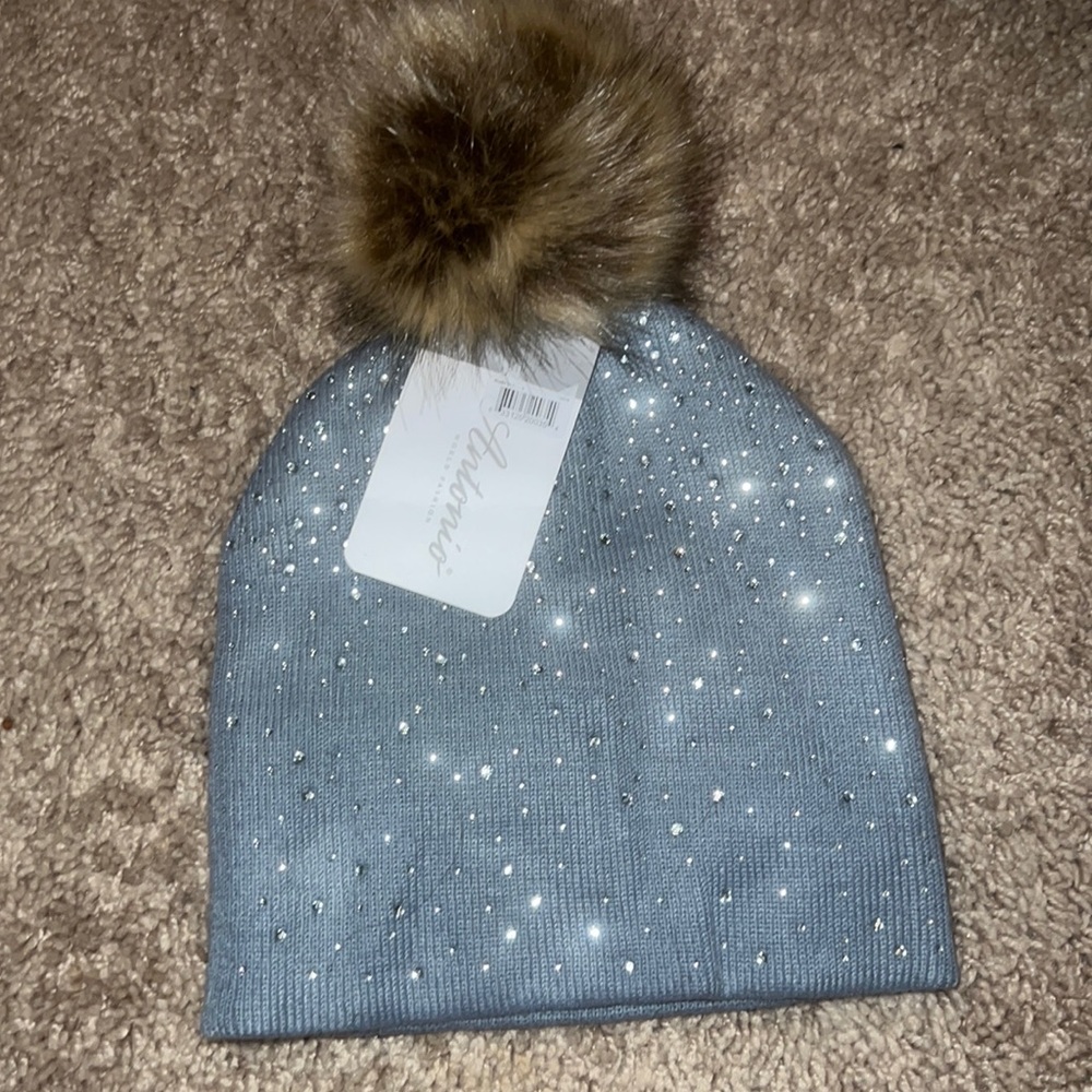 Grey sparkly beanie
